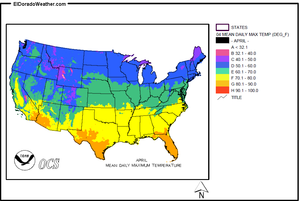 United States April Yearly Annual Mean Daily Maximum Temperature